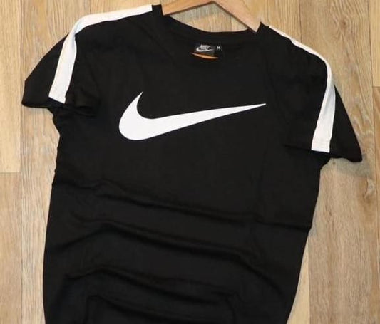 Mens Cotton Round Neck Black T-shirt